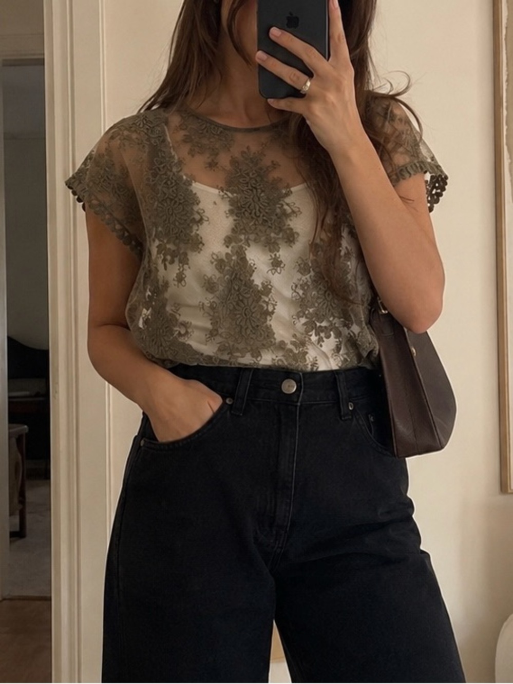 GUESS Sheer Green Blouse